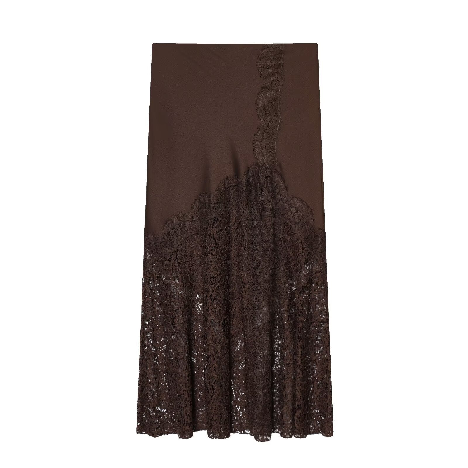 Elegant Women's Fashion Lace Silk Satin Skirt