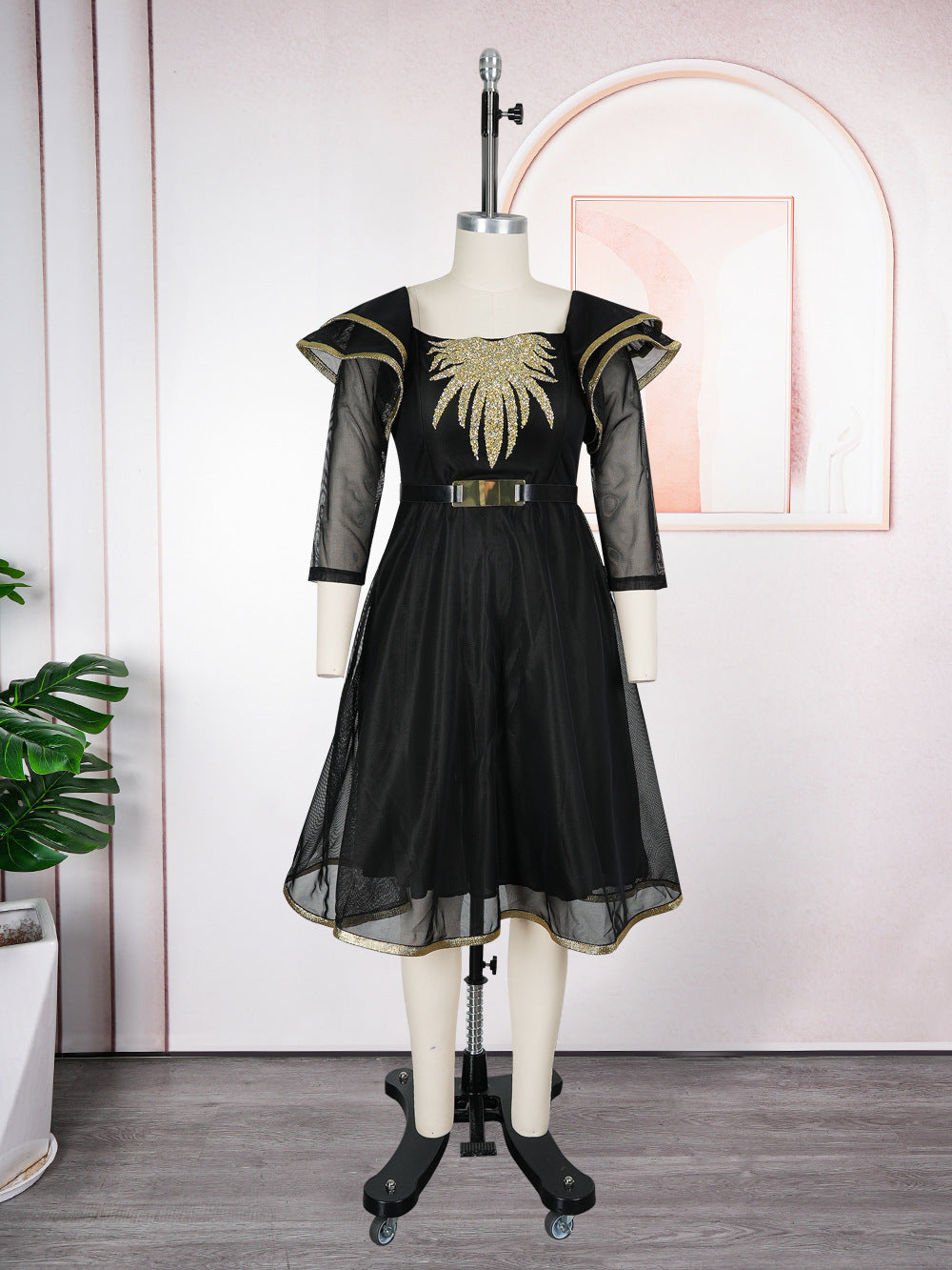 Women's African Solid Color Temperament Elegant A- Line With Dress