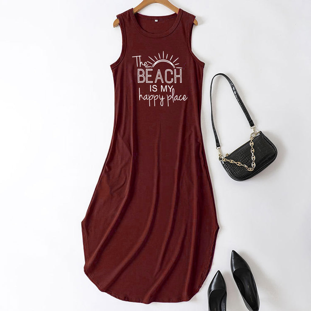 Women's Letter Vintage Print Round Neck Vests