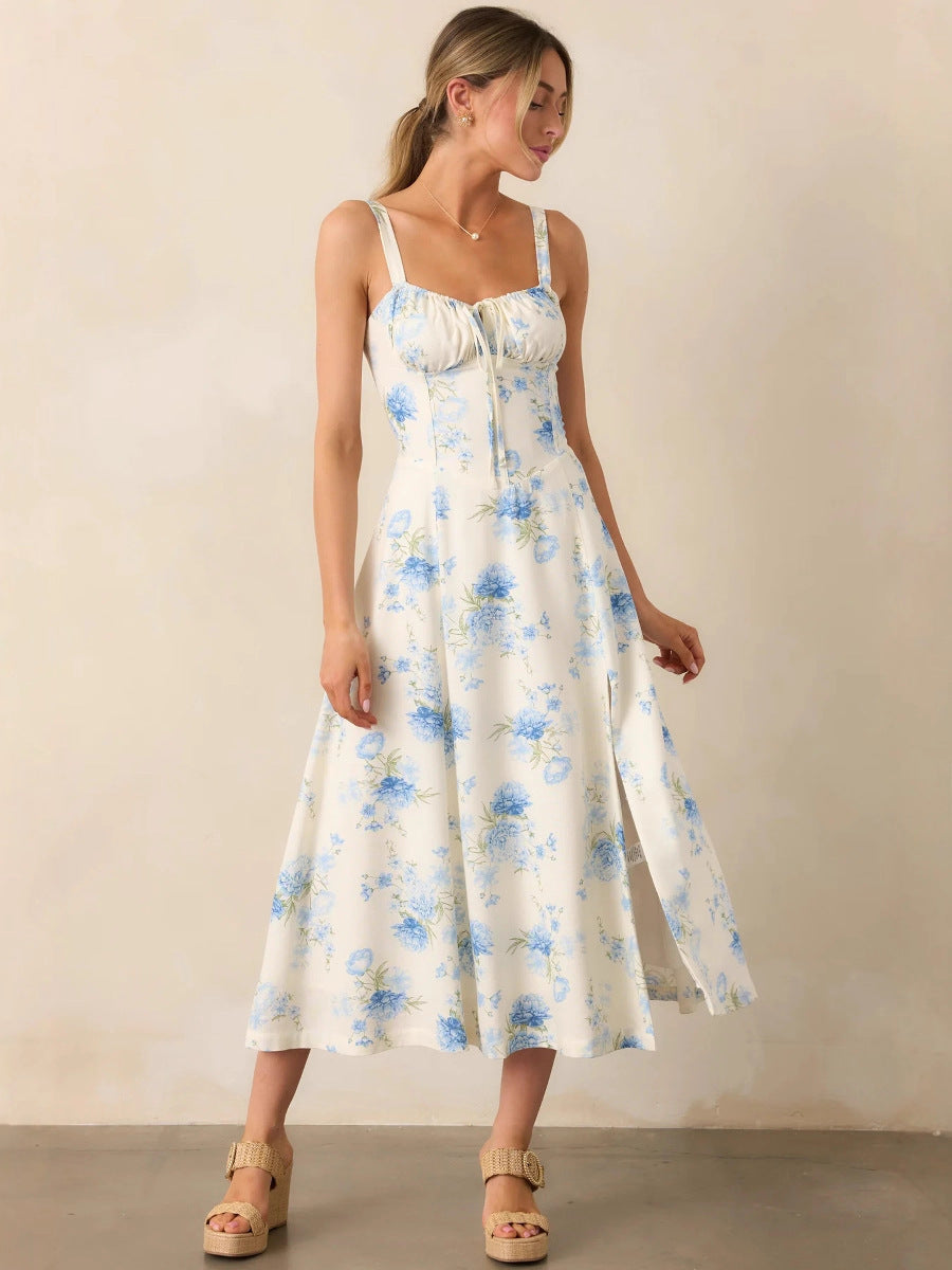 Women's Fashion Sexy Backless Lace Up Split Dress