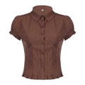 Waist Slimming Lapel Shirt Street Hot Slim Fit Lace Peplum Blouse