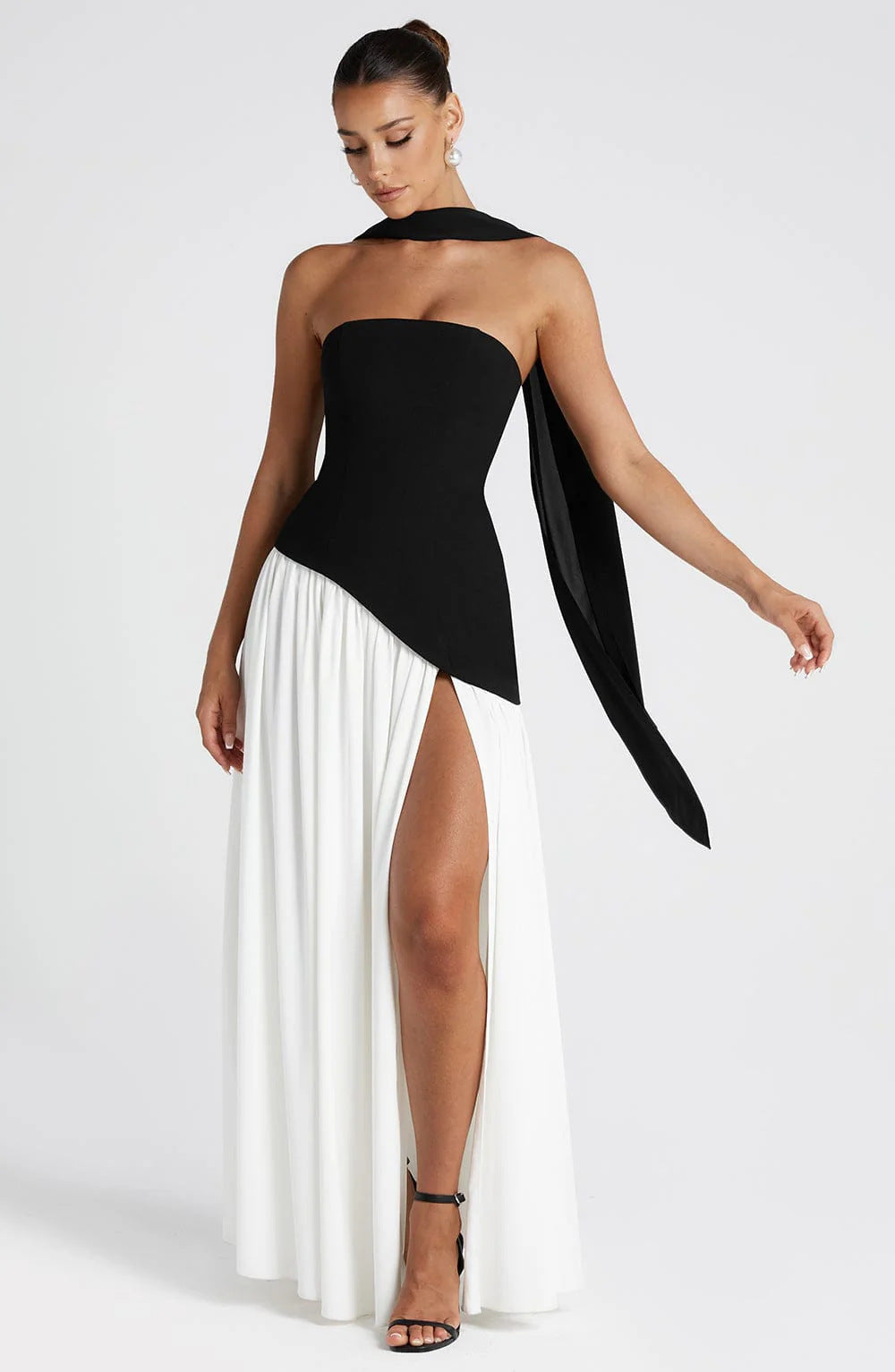 Women's Tube Pure Color Tied Fashion Sexy Backless High Slit Dress