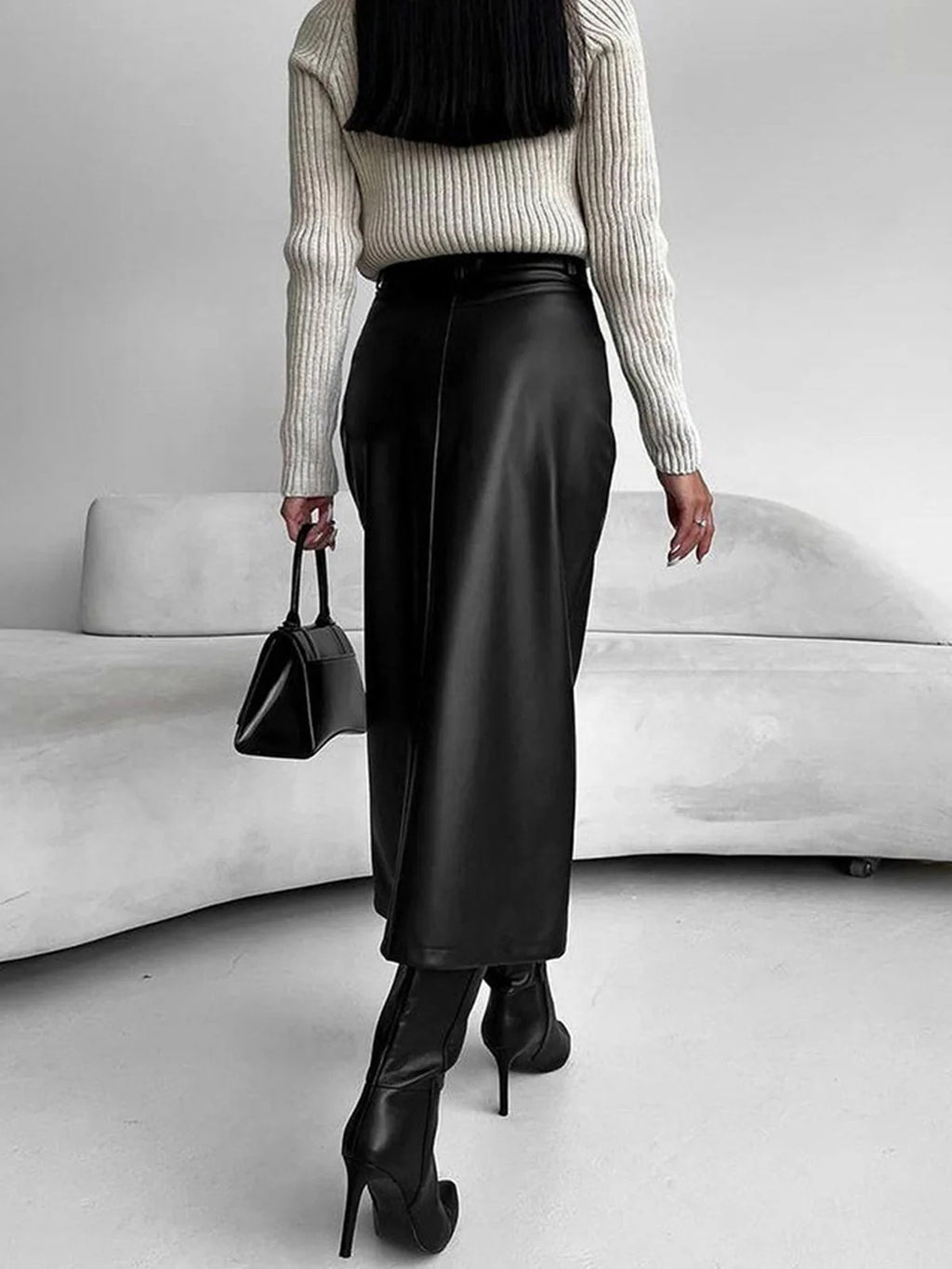 Women's Hot Vintage Leather Split Design Skirts