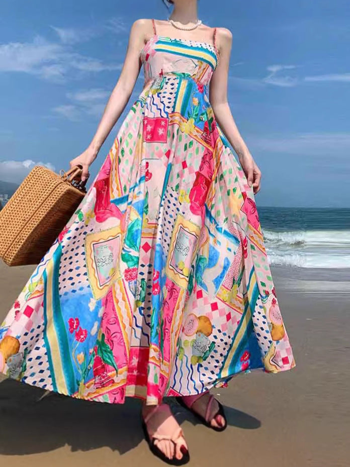 Women's Casual Fashion Iti Printing Large Swing Dress