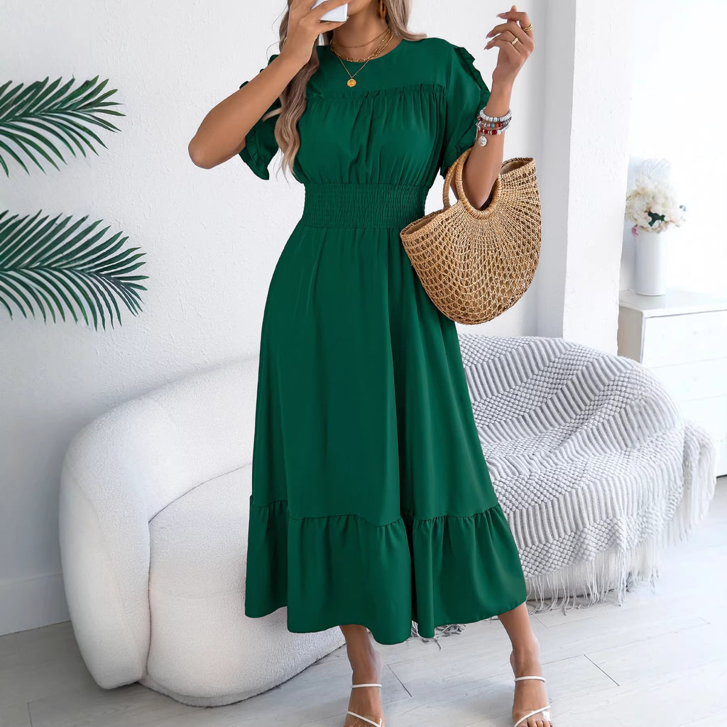 Women's Casual Stringy Seedge Sleeve Smocking Large Hem Shorts