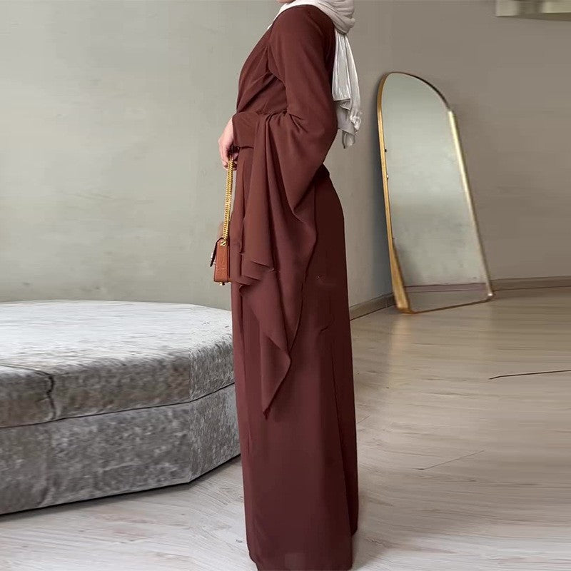 Women's Summer Elegant Solid Color Waist Graceful Dress