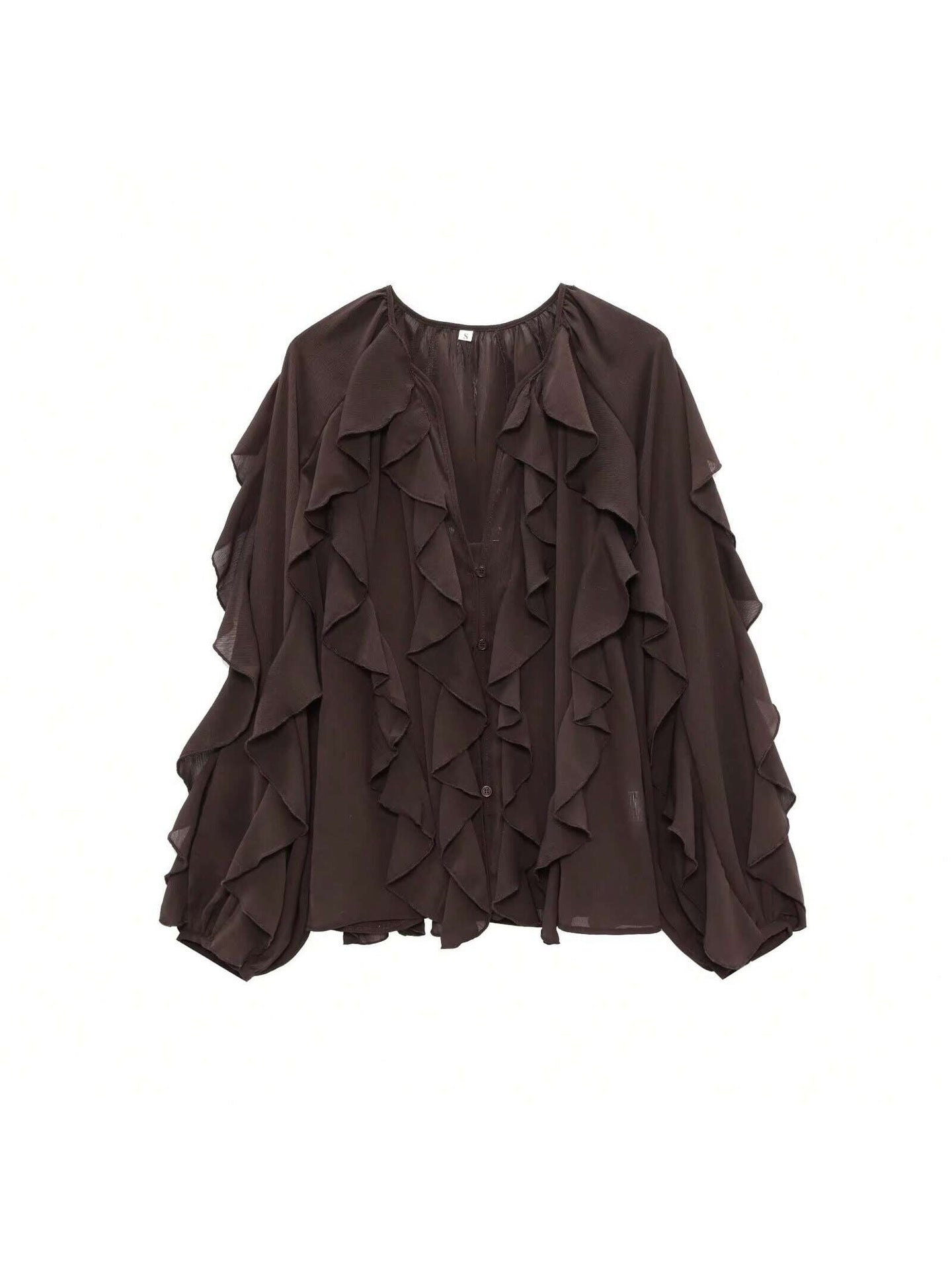 Women's Laminated Decoration Versatile Long Sleeve Shirt Tops