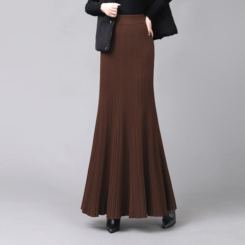 Women's Knitted Half-length Fishtail Mid-length High Waist Hip Skirts