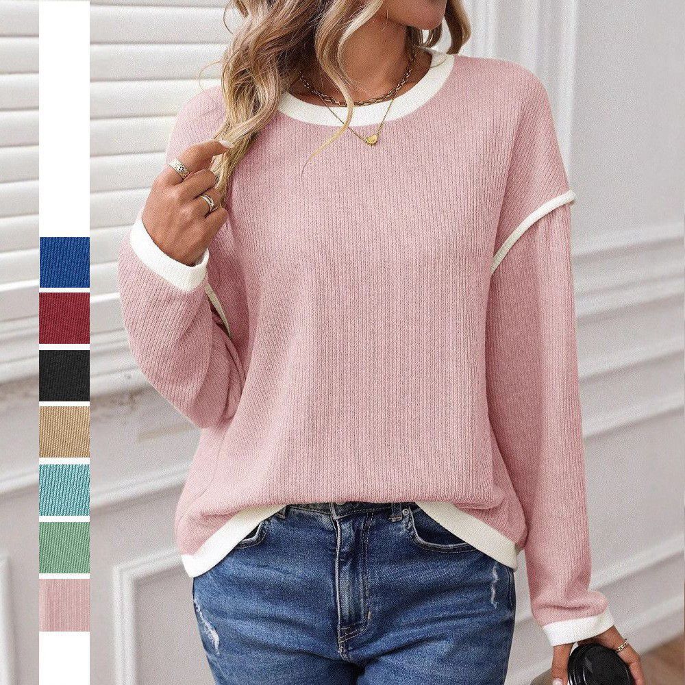 Women's Round Neck Imitation Long Sleeve Loose Women's T-shirt