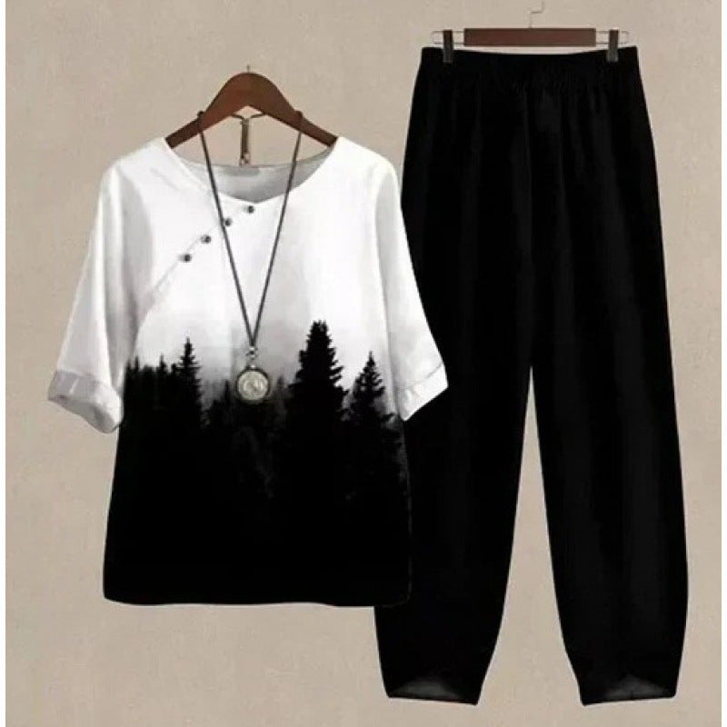 Women's Round Neck Half Sleeve Shirt Digital Printing Women's T-shirt