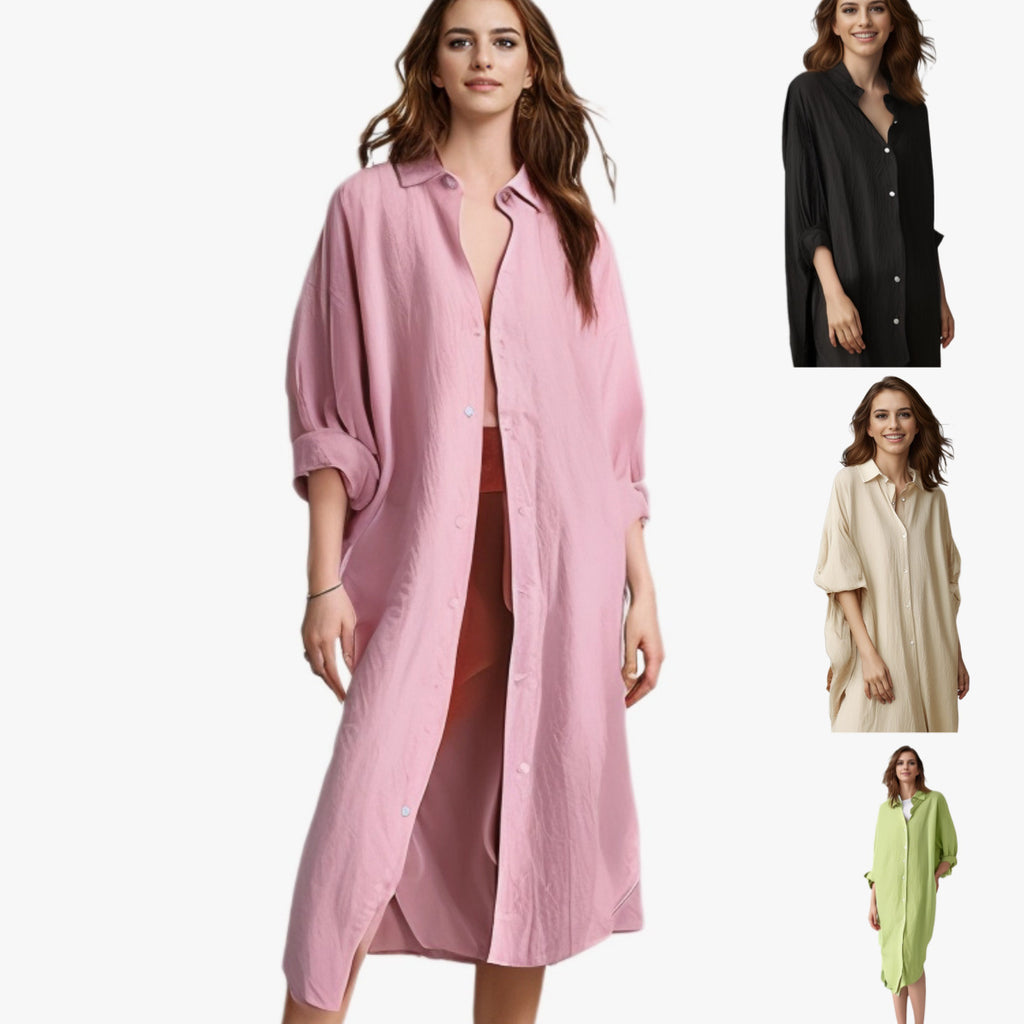 Women's Solid Color Fashion Shirt Cotton Linen Loose Pockets Blouse
