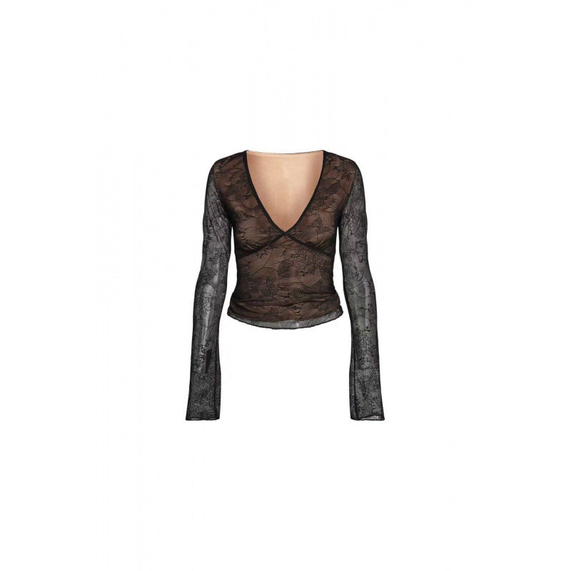 Hot Pure Lace Sexy Long Sleeve Design Tops