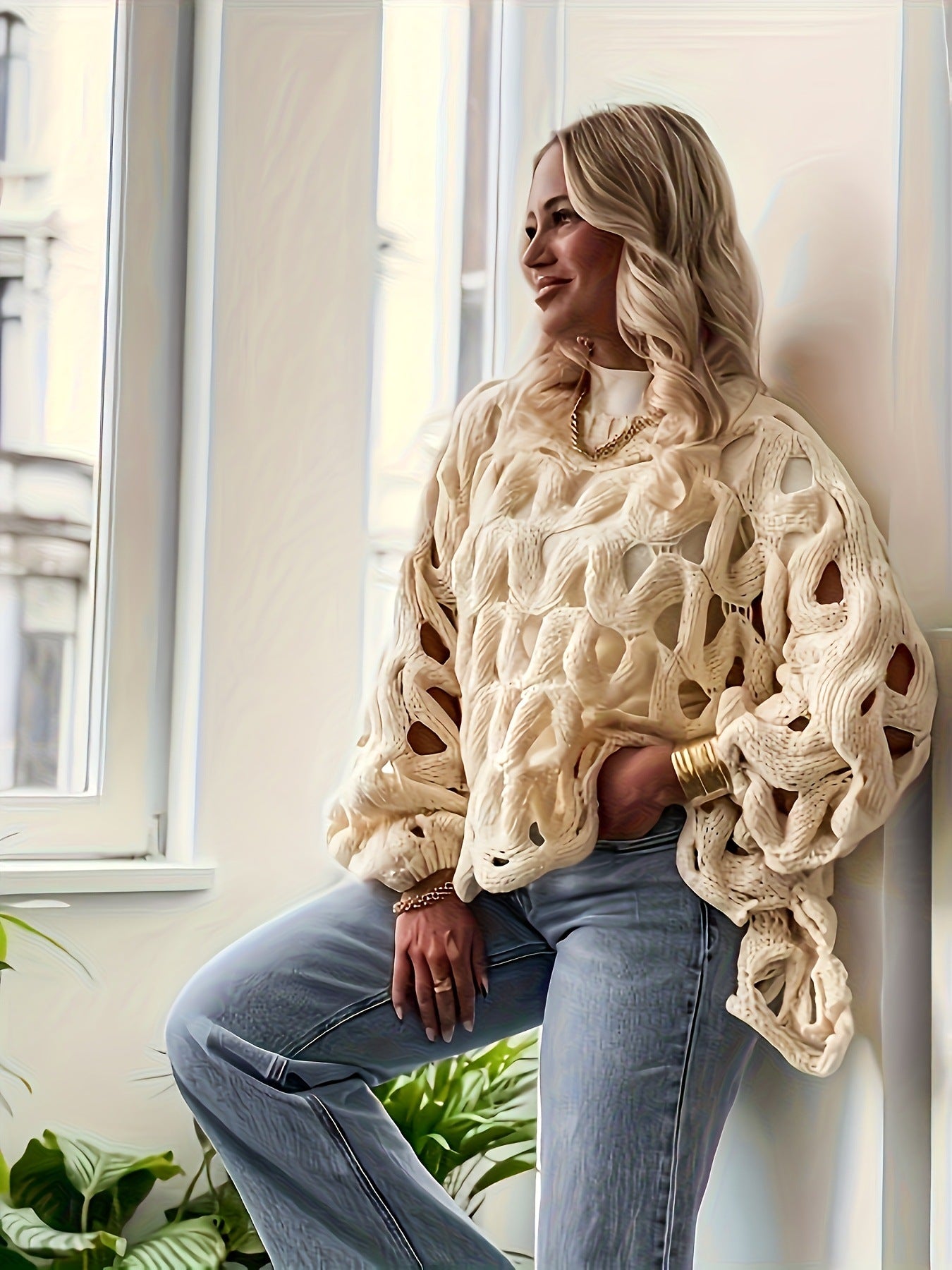 Women's Leisure Loose-fitting Long Sleeve Vacation Beach Women's Sweater