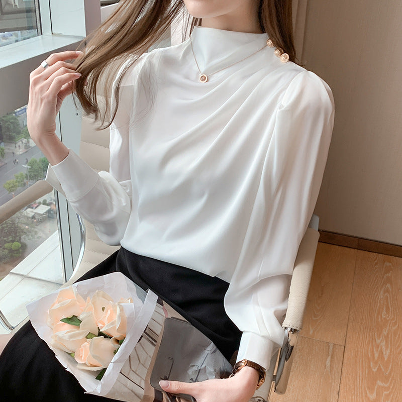 Women's Shirt Puff Sleeve Spring Chiffon Temperament Blouse