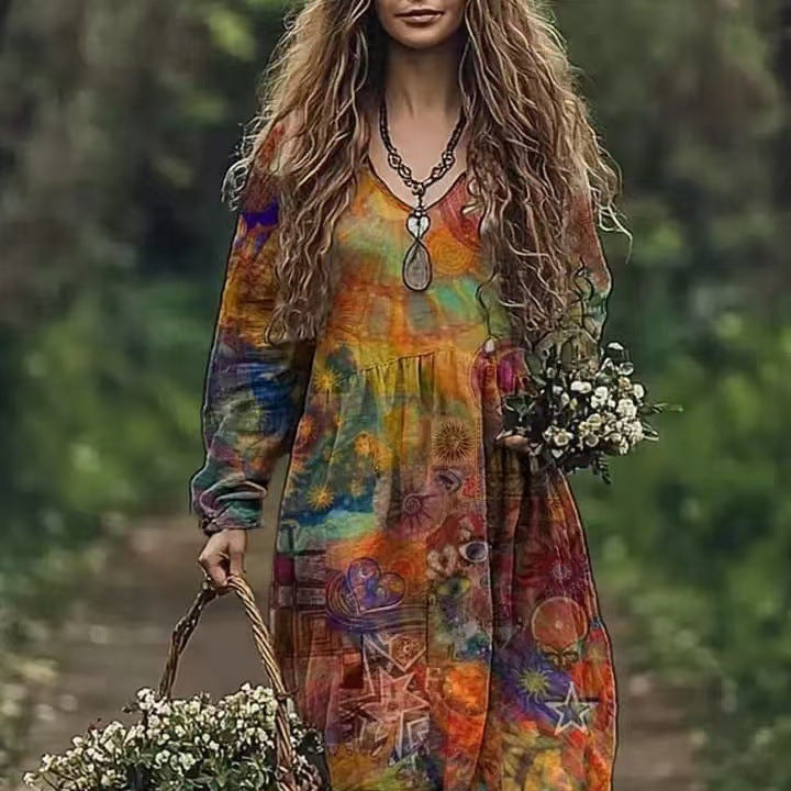 Women's Spring Printed Long-sleeved Other Elegant Dress