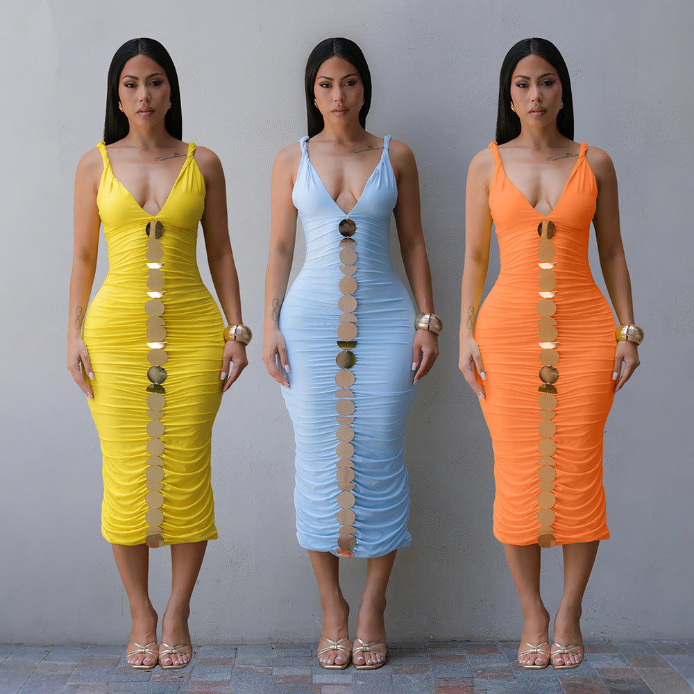 Women's Sleeveless Sling Sheath Sexy Fashionable Long Dress