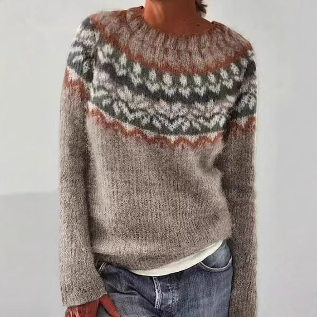 Women's Round Neck Multicolor Loose Fashion Pullover Women's Sweater