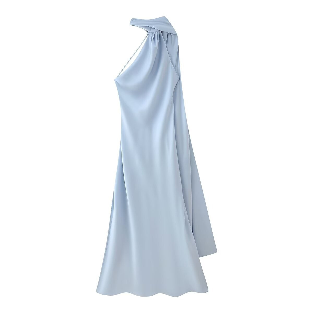 Women's Summer Silk Satin Texture Ribbon Halter Dress