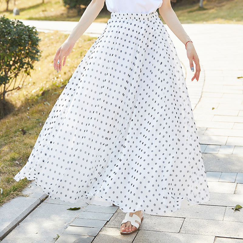 Women's Polka Dot Bohemian Large Swing Skirt