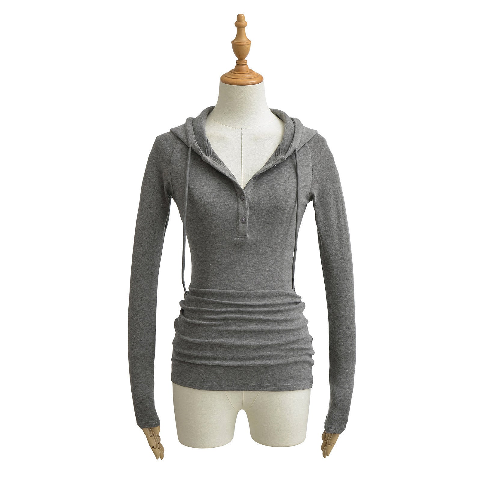 Women's Hoodie With Drawstrings Bottoming Long Waist Pleated High Women's T-shirt