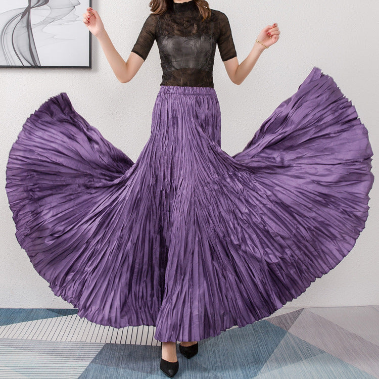 Color Large High Waist Slimming Elastic Casual Skirt