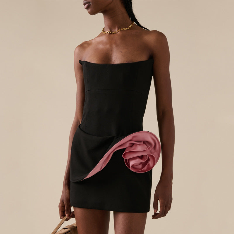 Fashion Sexy Slim Fit Temperament Design Solid Color Dress