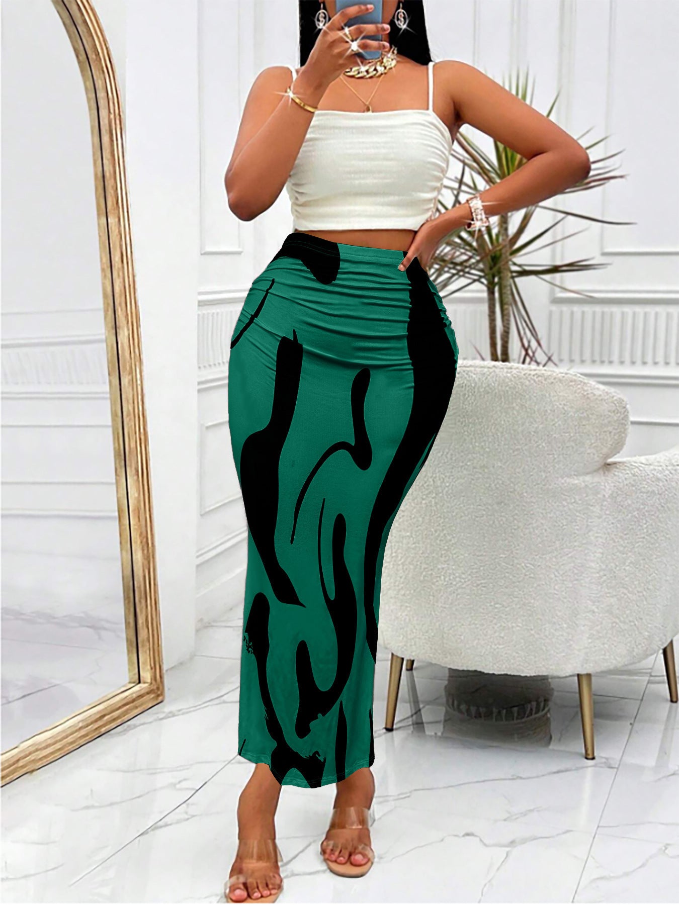 Women's Popular Zebra Pattern Tight High Waist Skirt