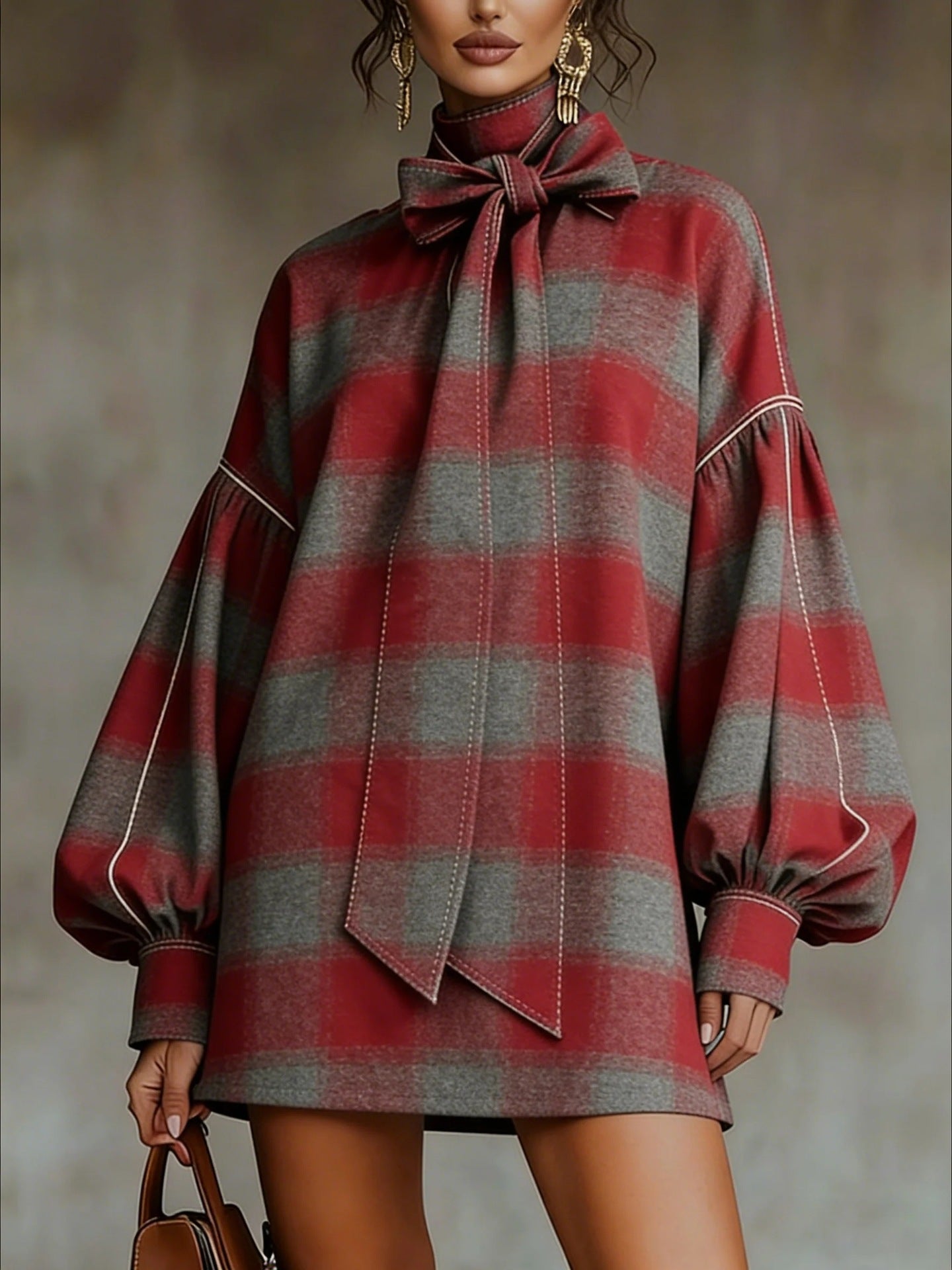 Classic Women's Veet Long Sleeves Bow Dress