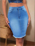 Women's Denim Slim Fit Burrs Sexy Elegant Skirt