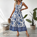 Fresh Vacation Style Long Sleeveless Blue Dress