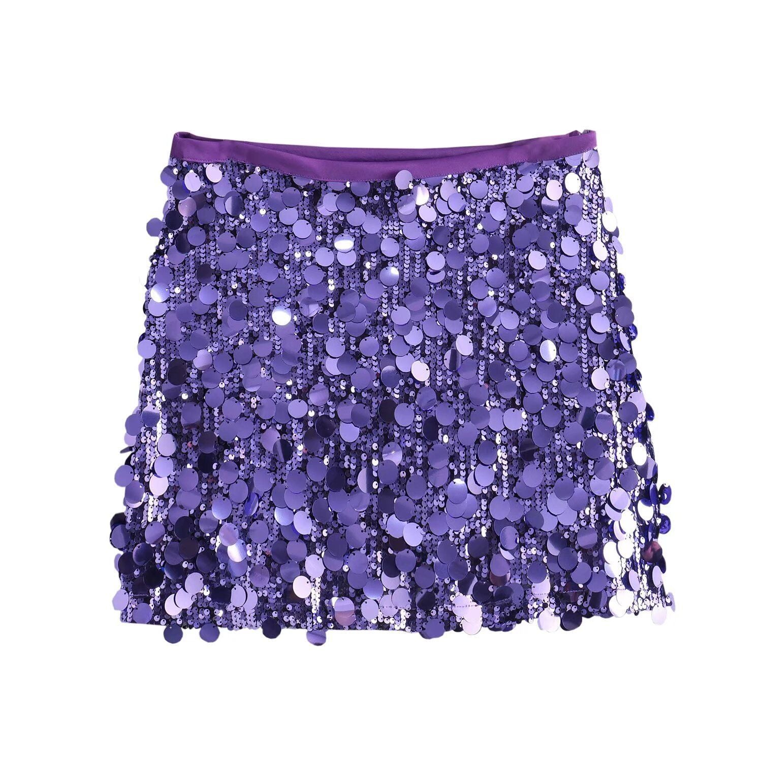 Slouchy Women's High Waist Sequins Mini Skirt