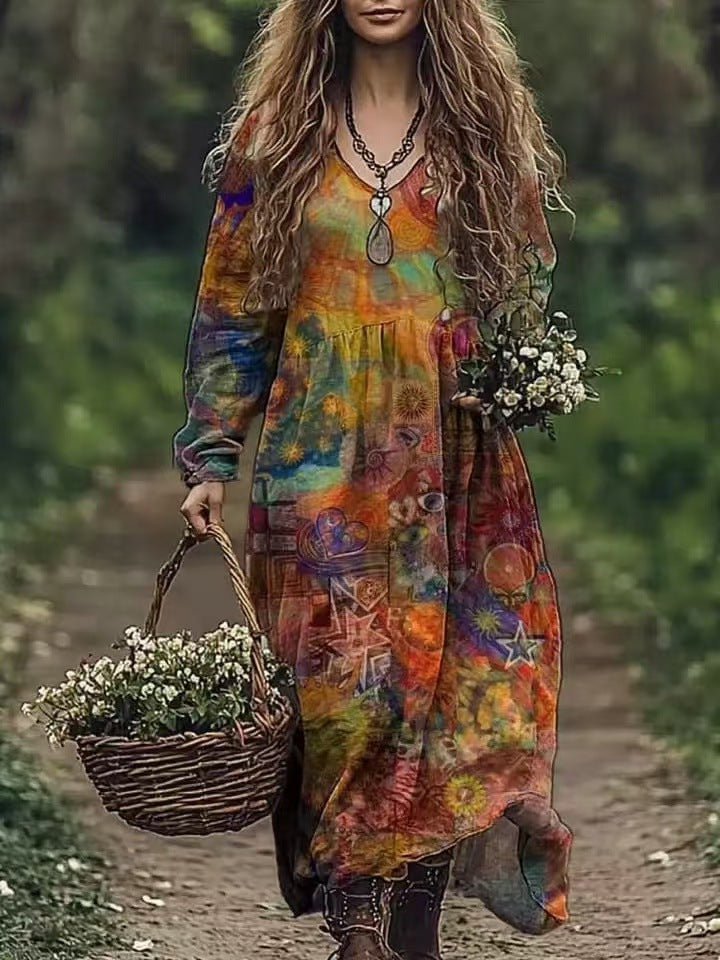 Women's Spring Printed Long-sleeved Other Elegant Dress
