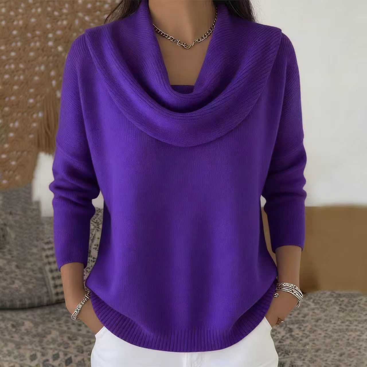 Cool Innovative Women's Solid Color Long-sleeved Sweaters