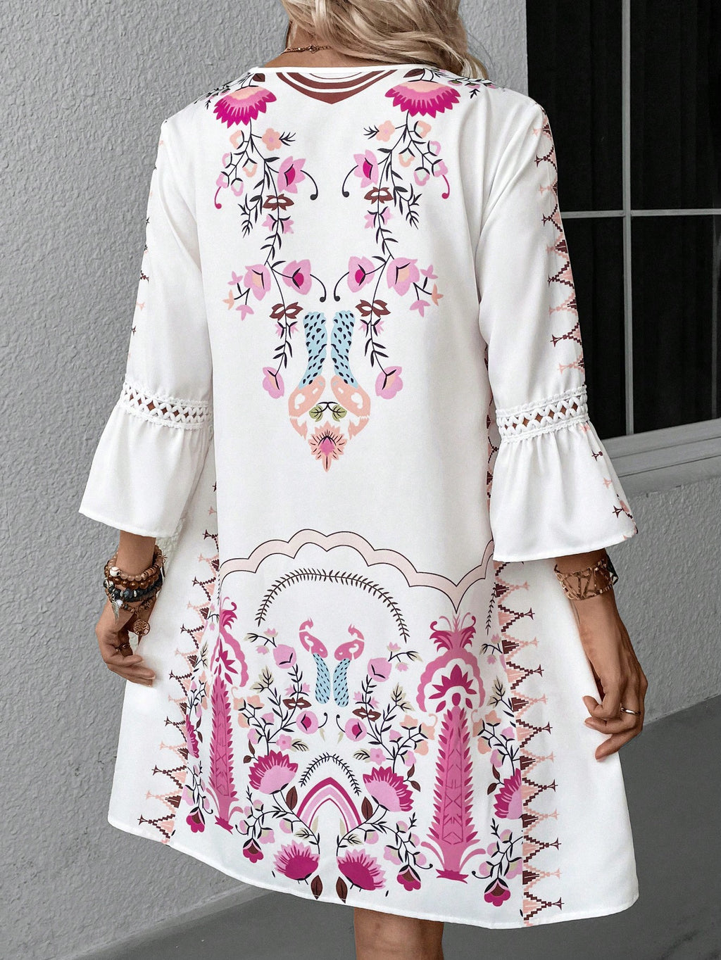 Women's Summer Lace Stitching Casual Printed Dress