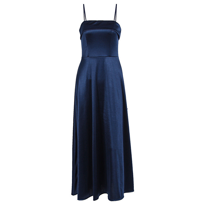 Women's Summer Solid Color Sexy Sleeveless Backless Tube Waist Dress