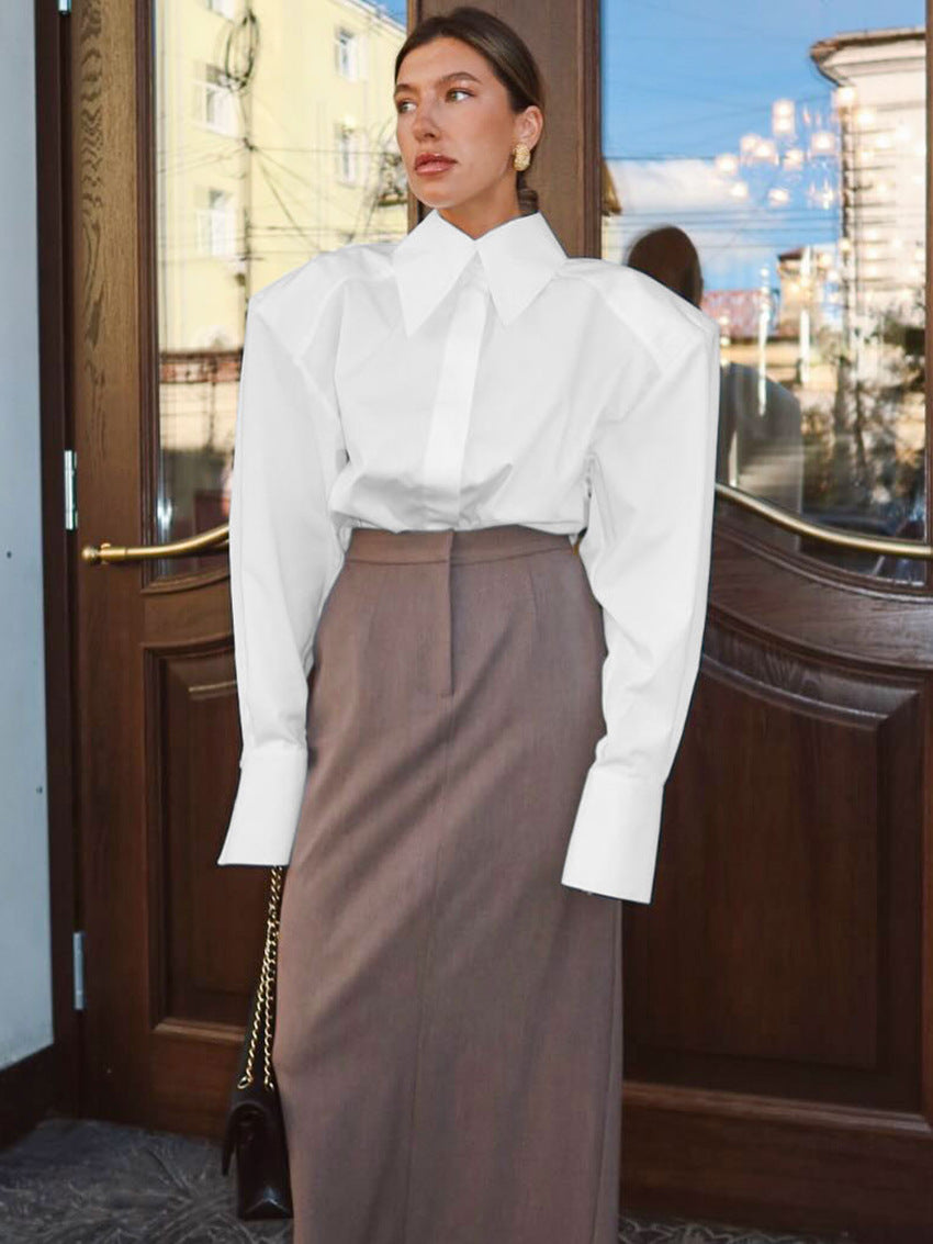 Women's Spring Long-sleeved Shirt Commuter Office Professional Lady Blouse