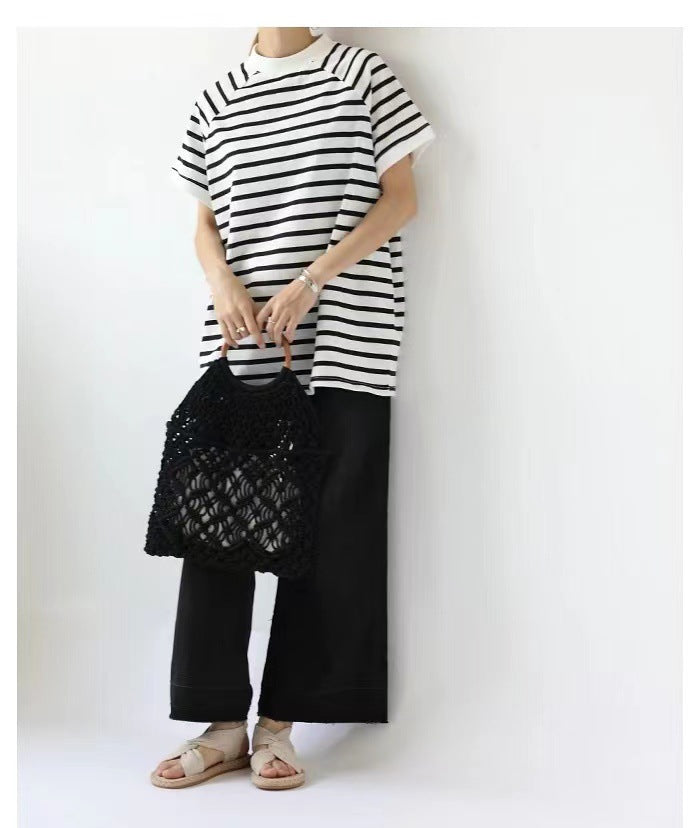 Women's Summer Half Turtleneck Sleeve Cotton Loose Shorts