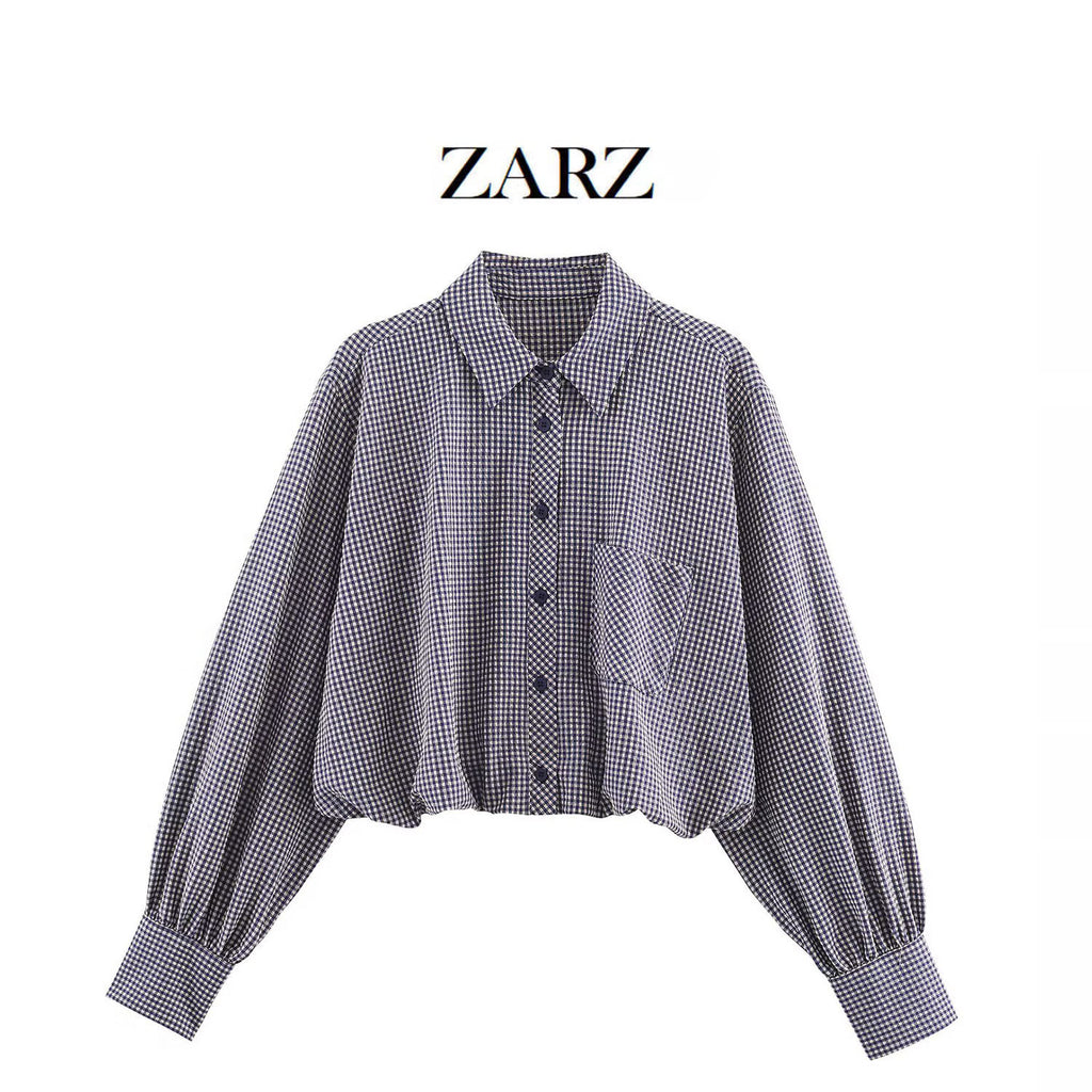 Women's Homemade Western Style Fashion Small Plaid Blouse
