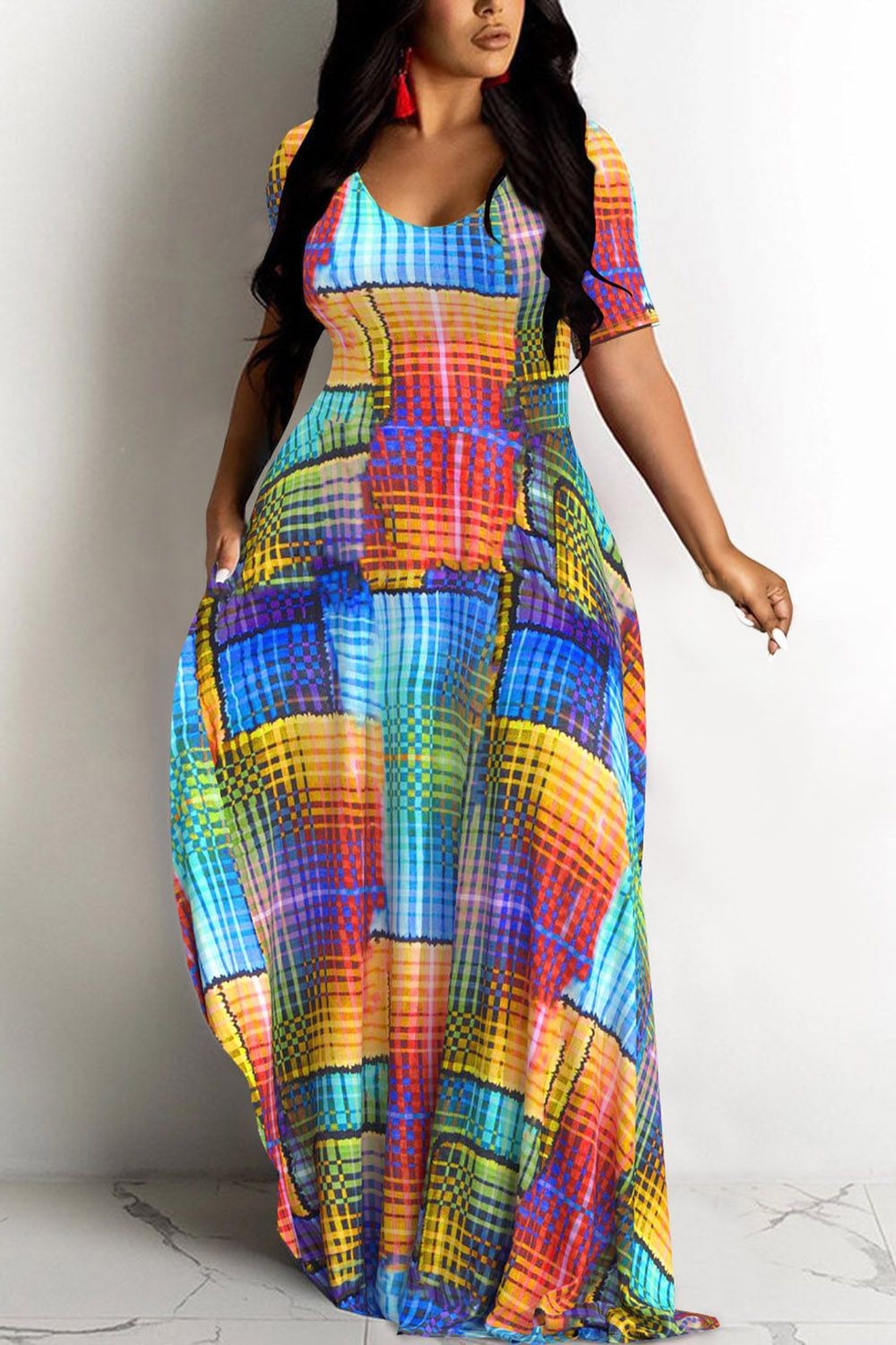 Women's Floral Print Round Neck Exotic Vacation Style Dress