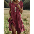 Summer Artistic Ethnic Style Scoop Mid-length Dress