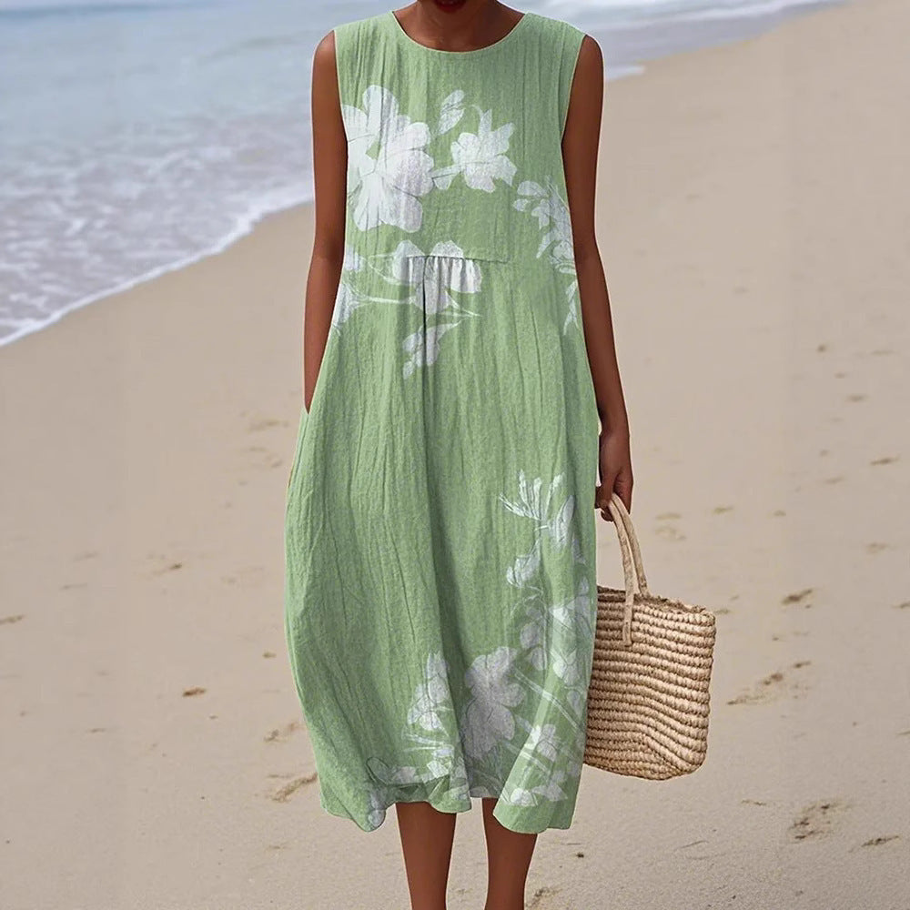 Women's Floral Element Shading Digital Printing Loose Casual Dress