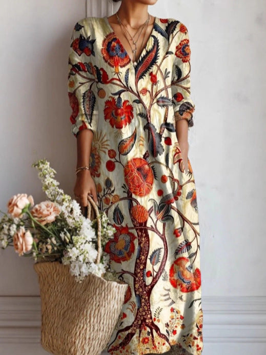 Women's Loose Fashion Long Sleeve Printed Jumpsuits