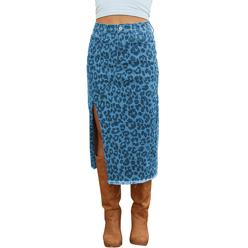 Summer High Waist Split Denim Female Personality Trend Skirts