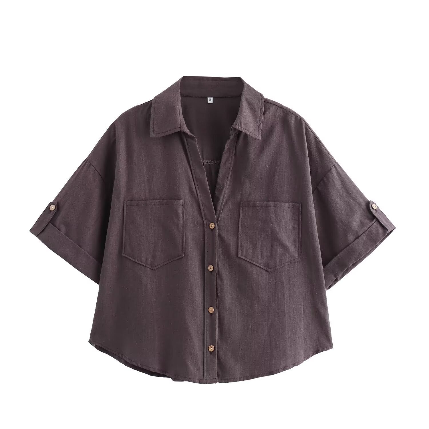Women's Fashion Casual Lapel Striped Wide Sleeve Shirt Cotton Blouse