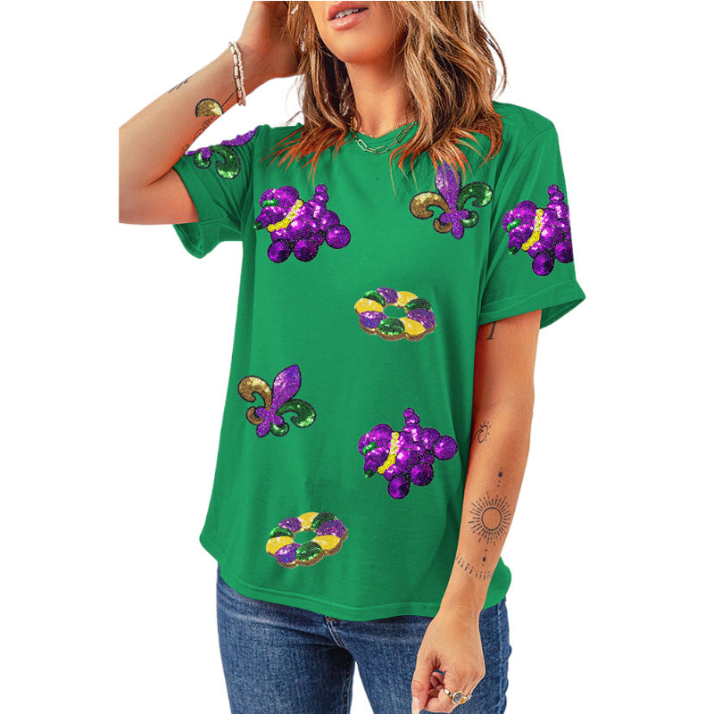 Women's Solid Color Casual Woman's Sleeve Pullover Round Tops