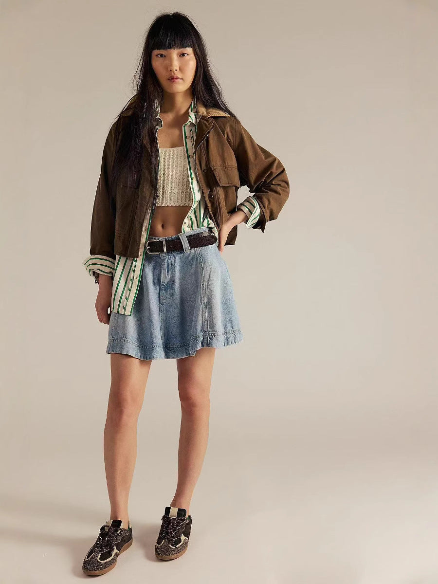 Women's Summer Denim Fashionable High Waist Skirt