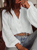 Loose Fashion Versatile Lace Single-breasted Long Sleeve Women's T-shirt