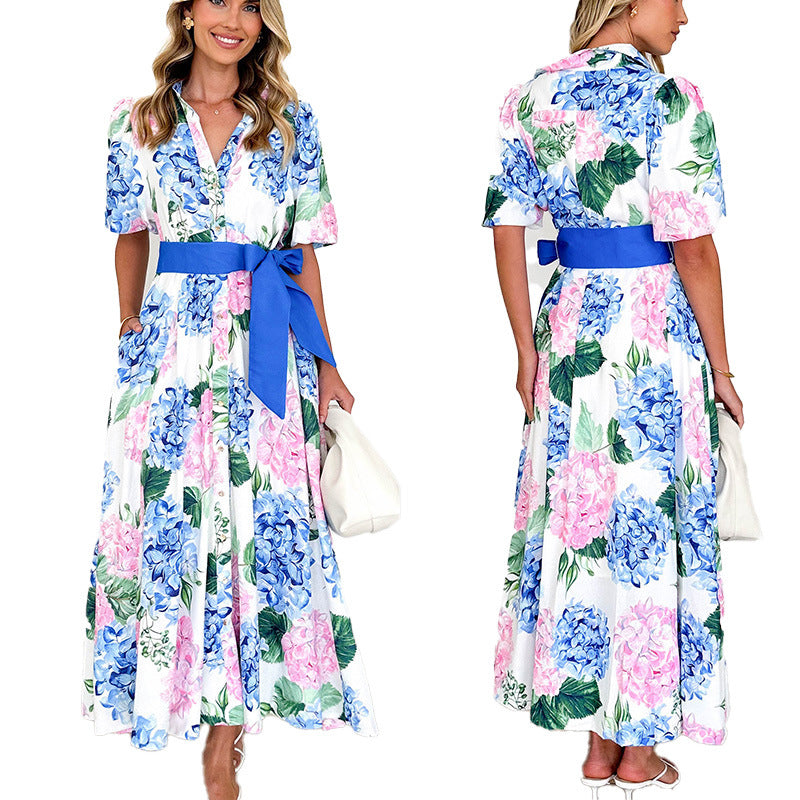 Printed Bohemian Sleeve Belt A- Line Shorts