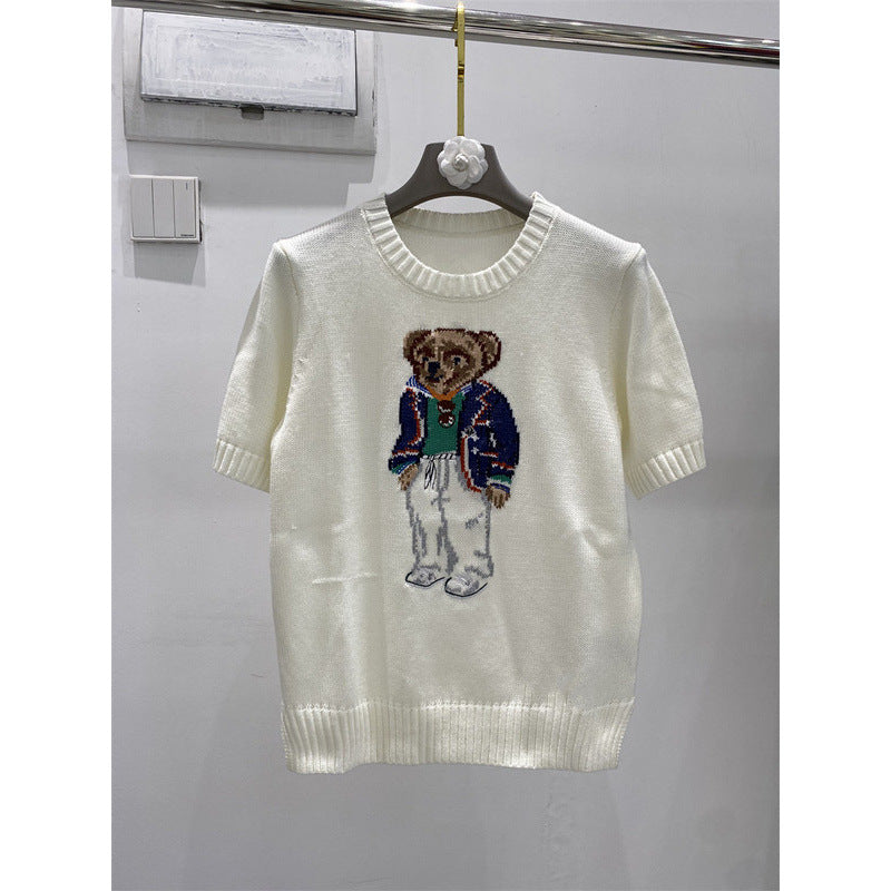 Women's High Quality Cartoon Jacquard Bear Sleeve Shorts