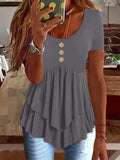 Women's Fashion Casual Solid Color Short-sleeved Dress Tops